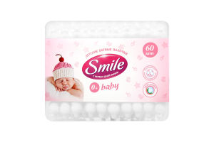Ватні палички Smile baby 0+ 60шт/уп. (квадратна) (4823071613537)